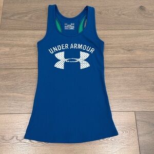 UNDER‎ ARMOUR Blue Green Heatgear Fitted Ribbed Active Workout Tank Top Size XS